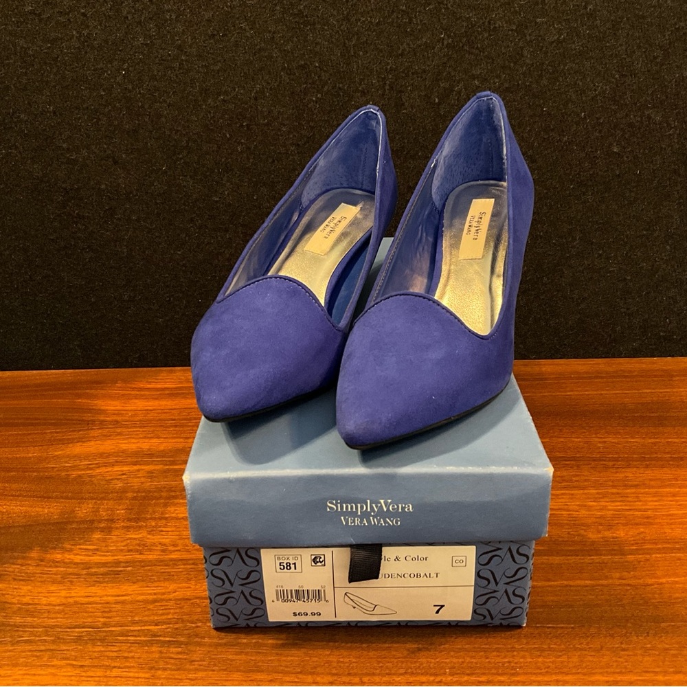 Cobalt Blue Suede Low Heels